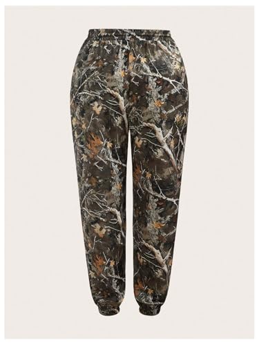 SOLY HUX Women's Plus Size Camo Pants Drawstring Elastic Waist Joggers Pants Sweatpants2