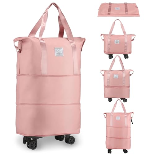 Expandable Foldable Duffle Trolley Bag with Wheels – Rolling Trav...