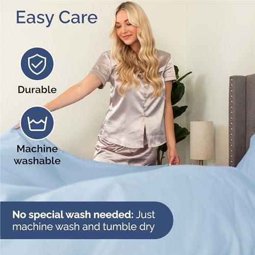 Image of Full 6 Piece Bed Sheet Set - Comfy, Breathable & Cooling Sheets - Sky Blue | Ultra-Soft Hotel Luxury Bedding Set with 8-16 Inch Deep Pockets, 1 Flat & 1 Fitted Sheet & 4 Pillowcases, Wrinkle & Fade Free