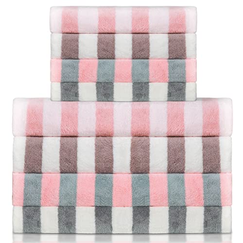 Zitrokwa Microfiber Lightweight Bath Towel Set 4 Bath Towels 4 Hand Towels 4 Colors for Shower Pool Beach Bathroom Super Absorbent Soft Quick Dry