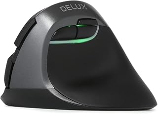 DELUX Wireless Ergonomic Vertical Mouse, 2.4G with USB Receiver and BT, 6 Buttons, 4 Adjustable DPI (800/1600/2400/4000), Computer Optical Mouse Reduce Wrist Pain for PC Laptop(M618Mini DB-Iron Grey)