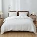 Simple&Opulence 100% Stone Washed Linen Solid Color Basic Style King Queen Twin Full Duvet Cover Sets (White, King)