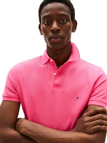 Image of Tommy Hilfiger Men's Short Sleeve Polo Shirts in Regular Fit With Stretch and Organic Pique Cotton