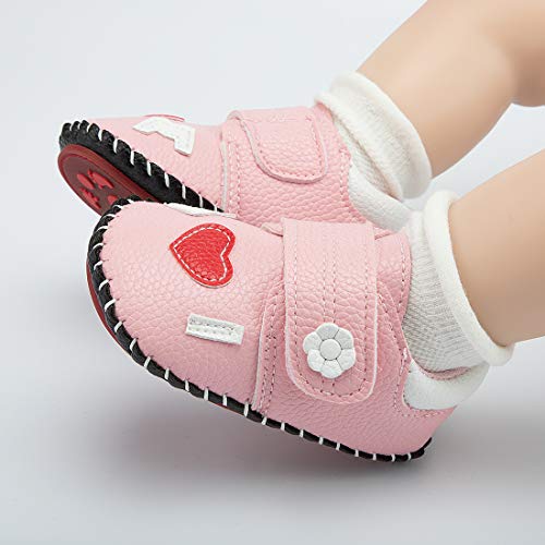 Image of HsdsBebe Baby Boys Girls Pu Leather Hard Bottom Walking Sneakers Toddler Rubber Sole First Walkers Infant Cartoon Slippers Crib Shoes