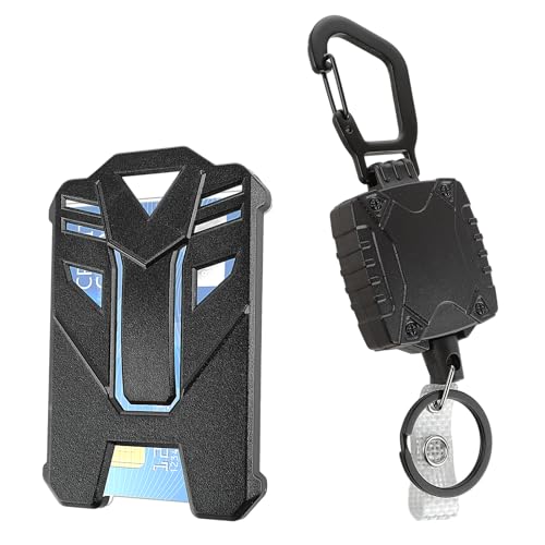 Heavy Duty Retractable Id Badge Holder,Mabor ID Badge Reel Men,Smoothly & Silently Steel Cord,1 Pcs Keychain Retractable+1 Pcs Card Holders Worker Office Factory
