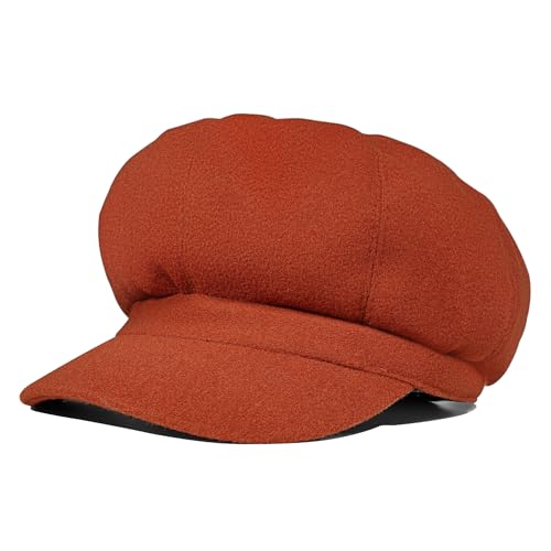PivotWing Hats for Women Warm Soft Fine Plush Cloth Winter Hats Delicate Comfortable Good Touch Adjustable Womens Beret Fashion City Walking Leisure Travel Newsboy Hat Cold Weather, Brown 7 1/8