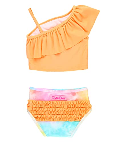 Image of RuffleButts Girls UPF50+ Sun Protection One Shoulder Ruffle Tankini Two Piece Swimsuit