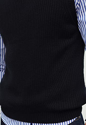Zhilifs Mens V-Neck Knitted Sweater Sleeveless Pullover Knitwear Vest Solid Plain Loose Fit All Match Sweater Tops_Black_Xxx-Large #TOP3
