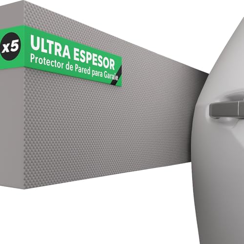 NURADA Protector Pared Garaje. Pack 5. Protector Columnas Garaje. Goma Puerta Coche y Pared Garajes/Parking. Espuma Columna, Esquina y Parachoques. Evita Arañazos Coche y Golpes. 40x20x2cm (Gris)