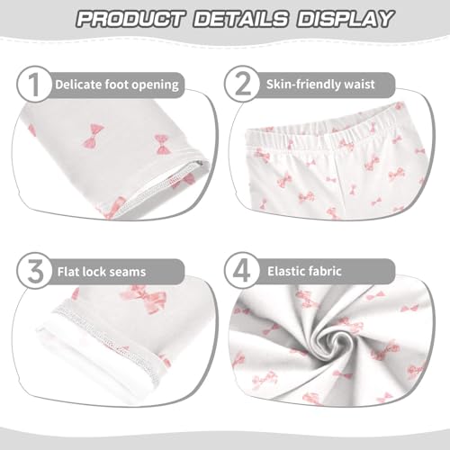 Watercolor Bow Girls Leggings,Workout Leggings for Girls Toddler Athletic Leggings Size for 3-10T3