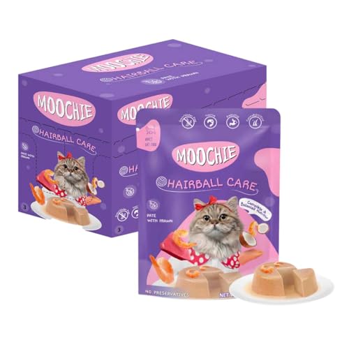 Image of PETS EMPIRE Moochie Cat Pate with Prawn (85g X 48) Tasty Wet Cat Food, No Artificial Flavours Cats Food with Prawn & Taurines, Non-Vegetarian Cat Foods Pouch for Adult Cats