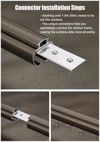 Double Curtain Track System for Bay Windows - Wall-Mounted Decorative Curtain Rod with Complete Kits for Living Room & Balcony - 2.4m (7.9ft) Drapes Rail