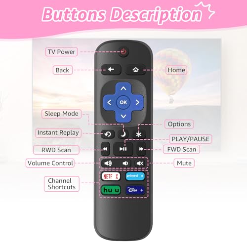 Télécommande Philips Roku TV cassée ? Solution de rechange rose - 3