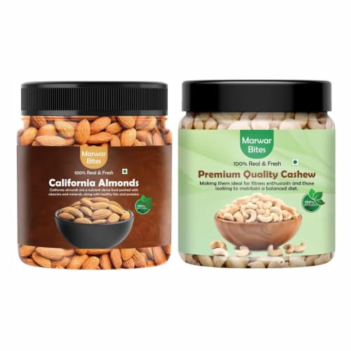 Image of MarwarBites Dry Fruit Combo - Cashew and Almond (500g Each) | Natural Dry Fruit Pack | Combo pack