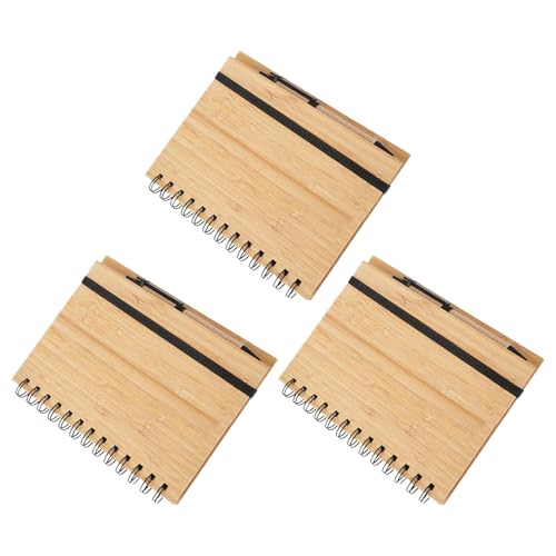 Cahier à spirale avec couverture rigide bambou lot de 3 carnets lignés pour le bureau