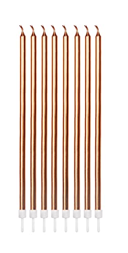 Anniversary House AHC213 Metallic Gold Extra Tall Candles with Holders-16 Pcs