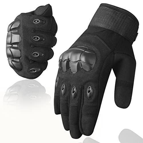 WESTWOOD FOX WFX - Guantes de Motocicleta para Hombres y Mujeres, con Pantalla táctil de Dedo Completo, Guantes de Bicicleta de montaña, Carcasa Dura, Ciclismo de Carretera (M, Black)