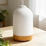 Essential Oil Diffuser Electric Aromatherapy Oil Diffuser 200ml Ceramic Aroma Scented Diffusers &Humidifier with Auto Shut Off Ultrasonic Quiet/4 Timing Set/7 LED Lights for Home Office Sleep