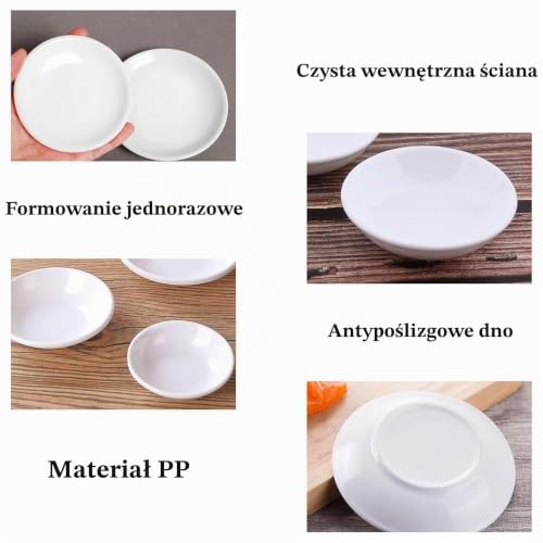 Yeenano miseczki do dipsów, zestaw 12 białych miseczek do sosu sojowego, 7,2x2 cm, okrągłe miseczki na dipsy, miseczki na sosy do sushi, okrągła miseczka na przyprawy, dipsy, przyprawy, przekąski, BBQ