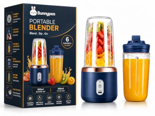 Image of Portable Blender Electric Juicers Fruit Mixers USB Rechargeable Smoothie Mini Personal Juicer 6 Blades 3 Gears With 1500 Mah Rechargeable Battery-Smoothie Blender