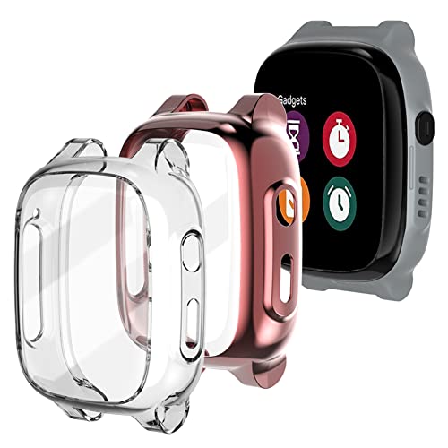 Keweni Schutzhülle Kompatibel mit Xplora X5 Play Hülle,2 Stück TPU TPU-Rundum-Schutzhülle mit Displayschutzfolie Stoßfeste Kratzfeste Hülle für Xplora X5 Play-Kinder (transparent+Rosa) Cover
