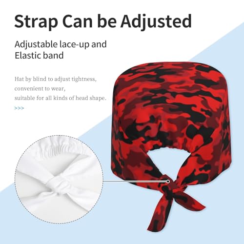 Image of Working Cap Scrub Cap with Sweatband Adjustable Unisex Women Tie Back Hat Nurse Surgical Caps