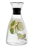 Eekay Wares Drip-Free Hot & Cold, Borosilicate 50 OZ Glass Carafe with Stainless Steel Flip Top Lid Great for decanting , serving wine, Beverage Pitcher