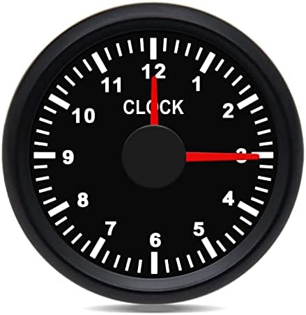 BLLYOGU Clock Meter Gauge, 0-12 Hours Format 2'' (52mm) 12V/24V for Marine Boat Yacht Car
