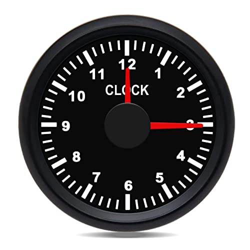 Bllyogu Clock Meter Gauge, 0-12 Hours Format 2'' (52Mm) 12V/24V For Marine Boat Yacht Car #TOP14