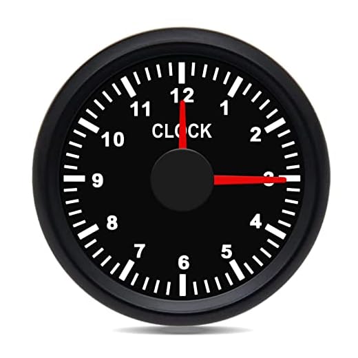 Clock Meter Gauge, 0-12 Hours Format 2'' (52mm) 12V/24V for Marine Boat Yacht Car