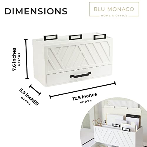 White Mail Organizer Countertop For Desk - Desktop Mail Holder - Kitchen Office Desk Organizers Storage With Drawer - Mail Sorter Desk Organization - Desk Accessories & Workspace Organizers #TOP6