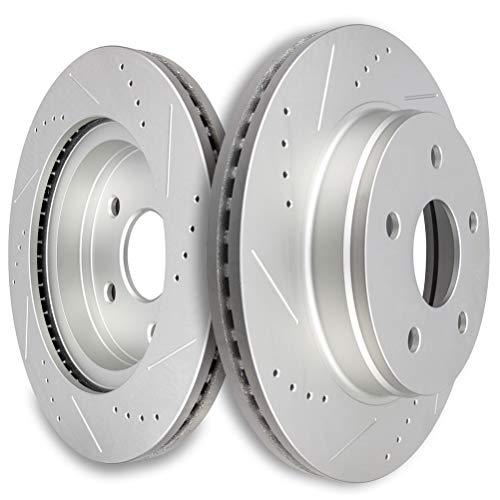 Scitoo 2Pcs Front Drilled Slotted Brake Rotors Brakes Kit Fit For 2007-2009 For Chrysler Aspen,2004-2009 For Dodge For Durango,2002-2010 For Dodge For Ram 1500,2011-2018 For Ram 1500 #TOP1