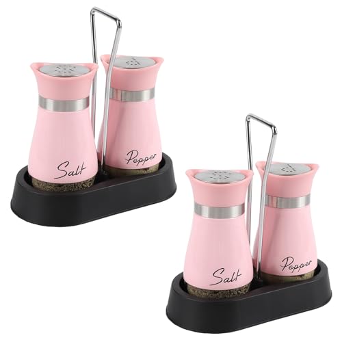 HZPZPP Salz- und Pfefferstreuer Set, Rosa, 4 Stück, Glas – Ansicht 1