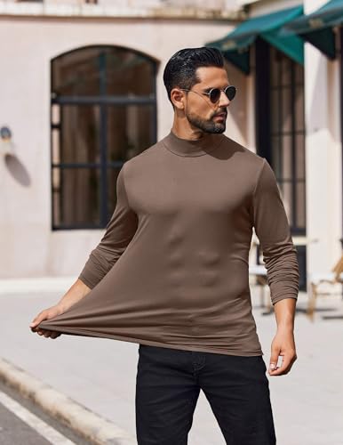 COOFANDY Mens Mock Turtleneck T-Shirts Long Sleeve Solid Color Tees Shirts Basic Casual Slim Fit Pullover T Shirts3