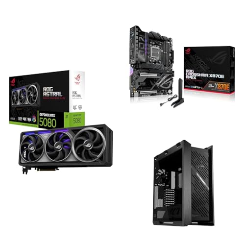 Image of ASUS Bundle of ROG Astral GeForce RTX 5080 OC Edition Graphics Card + ROG Crosshair X870E APEX AMD AM5 ATX Motherboard + ROG Strix GX601S Helios II EATX mid-Tower Gaming case