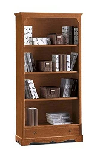 ✅libreria in legno tinta noce con cassetto nella parte inferiore e 4 ripiani Dimensioni: cm 94 x 36 x 189 h