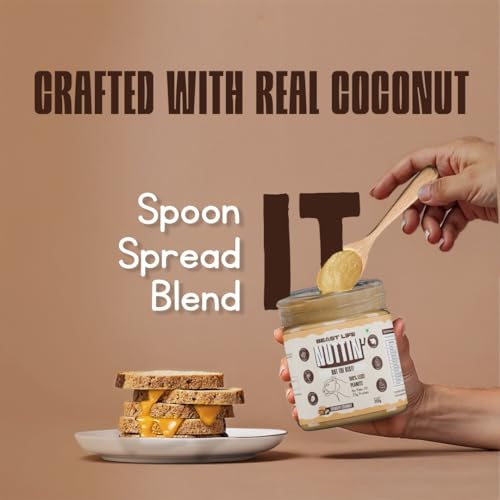 Image of BeastLife Crunchy Coconut Peanut Butter | 24.5 G Protein | 350 gm | 100% Peanuts, High Protein | Zero Palm Oil | Non‑GMO Nut Butter | Fitness-Friendly Spread | Zero Cholesterol