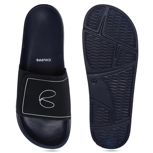 Image of CHUPPS Urban Edge Navy & Navy Drift Orthopedic Slippers | Soft Footpharma Footbed | Breathable Ventilation Holes | Lightweight Flip Flops | Anti-Skid Chappals for Everyday For Mens