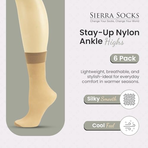 Women's Stay-Up Nylon Ankle Highs Regular and Queen Sizes in 6-Pair Packs2