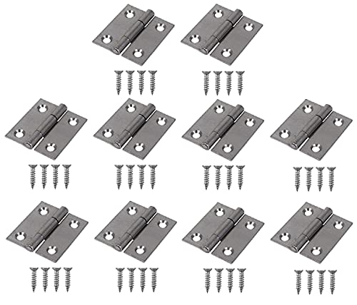 Image of TERF® Steel Butt Hinges 50mm Door Butt Hinges Folding 50mm [2 inch] Self Colour for Home Furniture Bathroom Cabinet Window Internal Doors Including Fixing Screw - Pack of 10