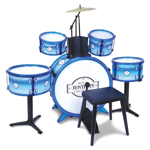 Bontempi BeatMaster Pro: batería para niños con sonidos realistas y mucha diversión azul, 850x650x680 mm