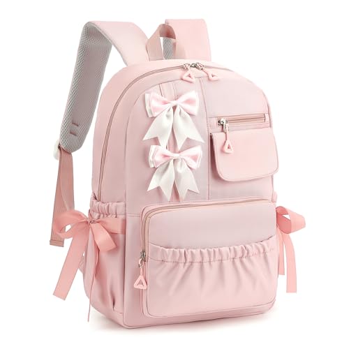 Image of Kids School Backpack for Girls Cute Kawaii Bookbag with Bows for Kindergarten Elementary