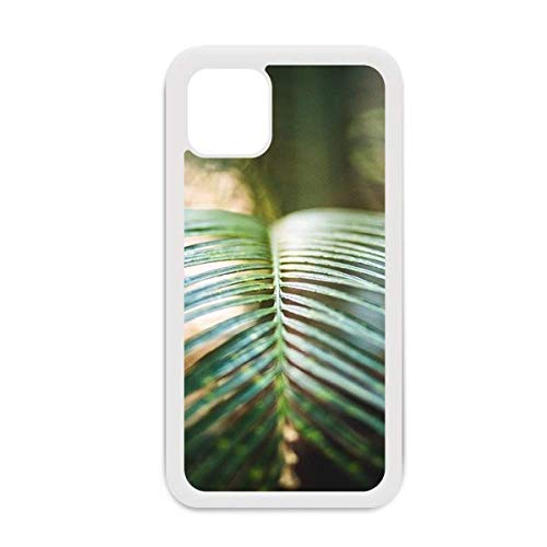 Coque iPhone 12 Pro Max motif feuille verte en silicone blanc