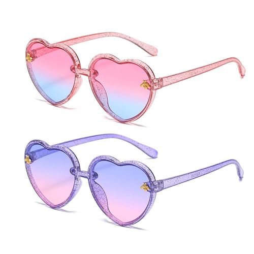 Kids Heart Shaped Sunglasses Cute Bee Sunglasses for Toddler Girls Boys Age 1-10 Eyewear Outdoor Beach