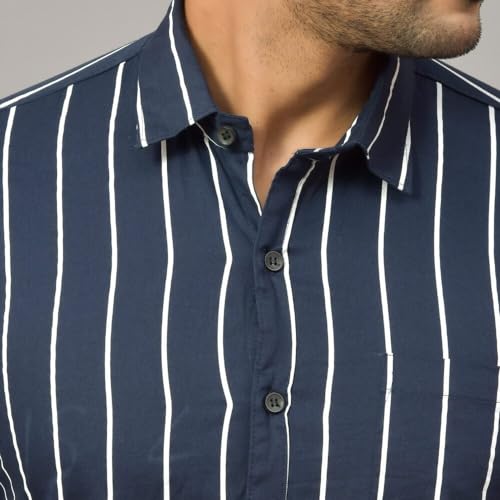 Image of Regular Fit Striped Lining Cotton Full Sleeve Casual Shirts for Men /Long Sleeves Cotton Striped, Cotton Shirt Crafted with Regular Sleeve, Comfort Fit & High-Performance for Everyday Wear