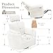 Zenosyne Power Swivel Recliner Rocking Chair Nursery Glider Rocker with Headrest, USB and Type-c Port, Corduroy Electric Reclining Sofa Chair Arm Chair for Living Room (White-2)