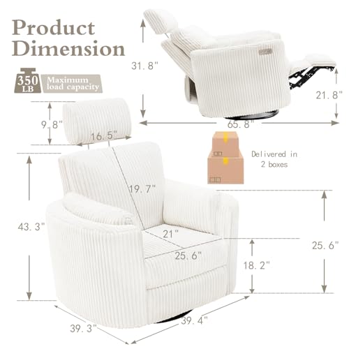 Sillón reclinable eléctrico giratorio blanco miniatura 2