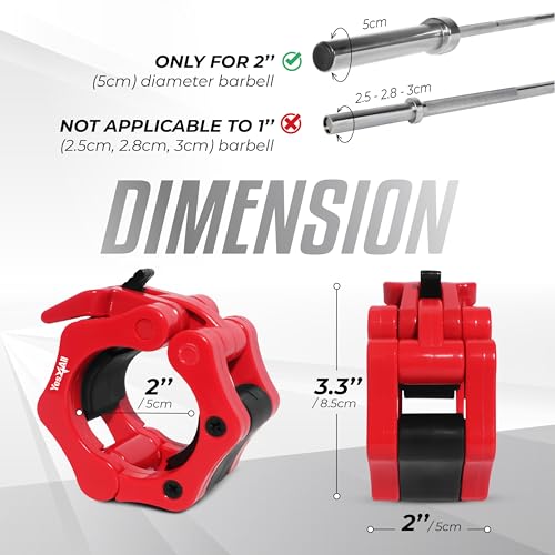 Yes4All 2 inch lange halterklemmen, Pro Lockjaw-halsbandset voor Olympische stang, halterschijf met snelsluiting, halterclips voor gewichtheftraining en krachttraining - Image 3