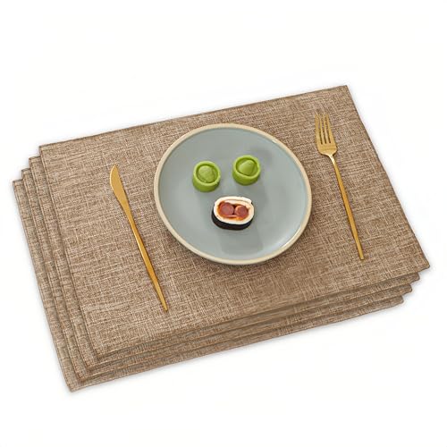 Cotton Place Mats 4 Pcs Place Mats for Table Natural Linen Washable Table Mat Heat Resistant Placemats for Kitchen Restaurant