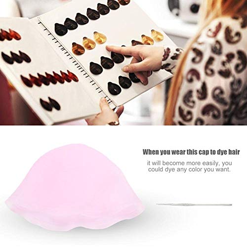 Hair Coloring Dye Cap Professional Reusable Hair Coloring Highlighting Cap, Silicone Gel Frosting Tipping Dye Salon Hair Styling Tools With Hook (Pink) #TOP4
